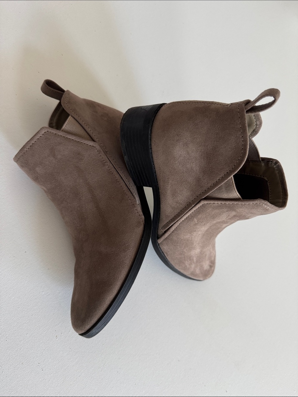Women’s Taupe Suede Chelsea Ankle Booties